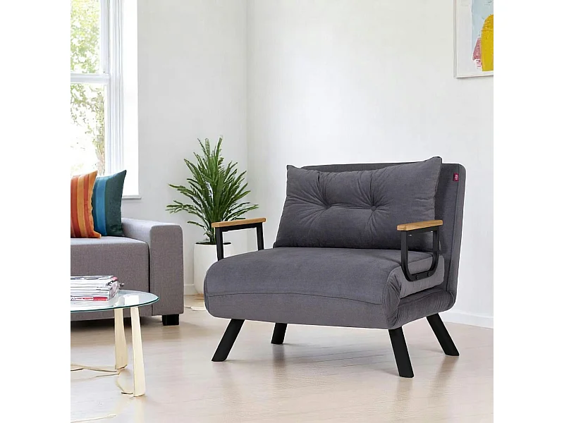 Fauteuil convertible gris - coussin assorti MODI