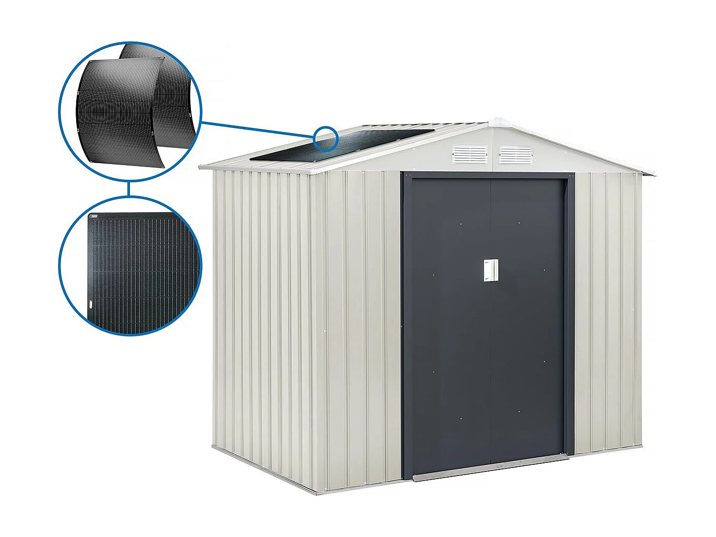 Nebraska Metall-Gartenhaus - 4,07 M² mit Solarmodulen