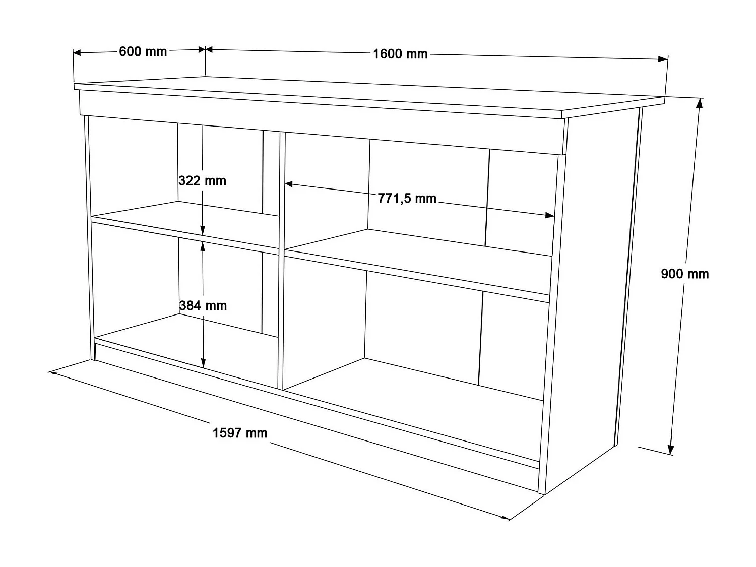 Bar séparation cuisine ouverte effet bois, 4 portes MARFA