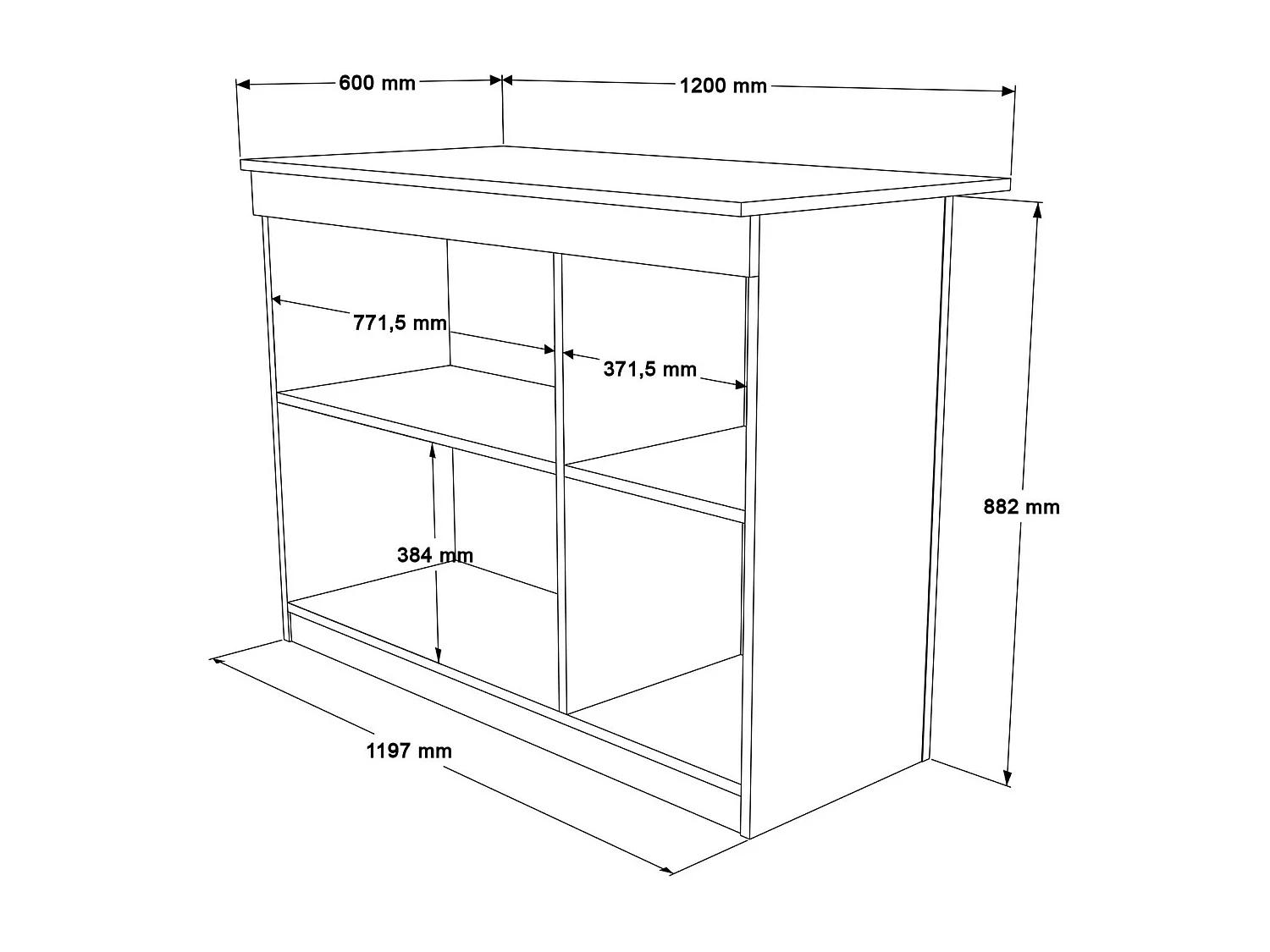 Bar séparation cuisine ouverte effet bois, 2 portes MARFA