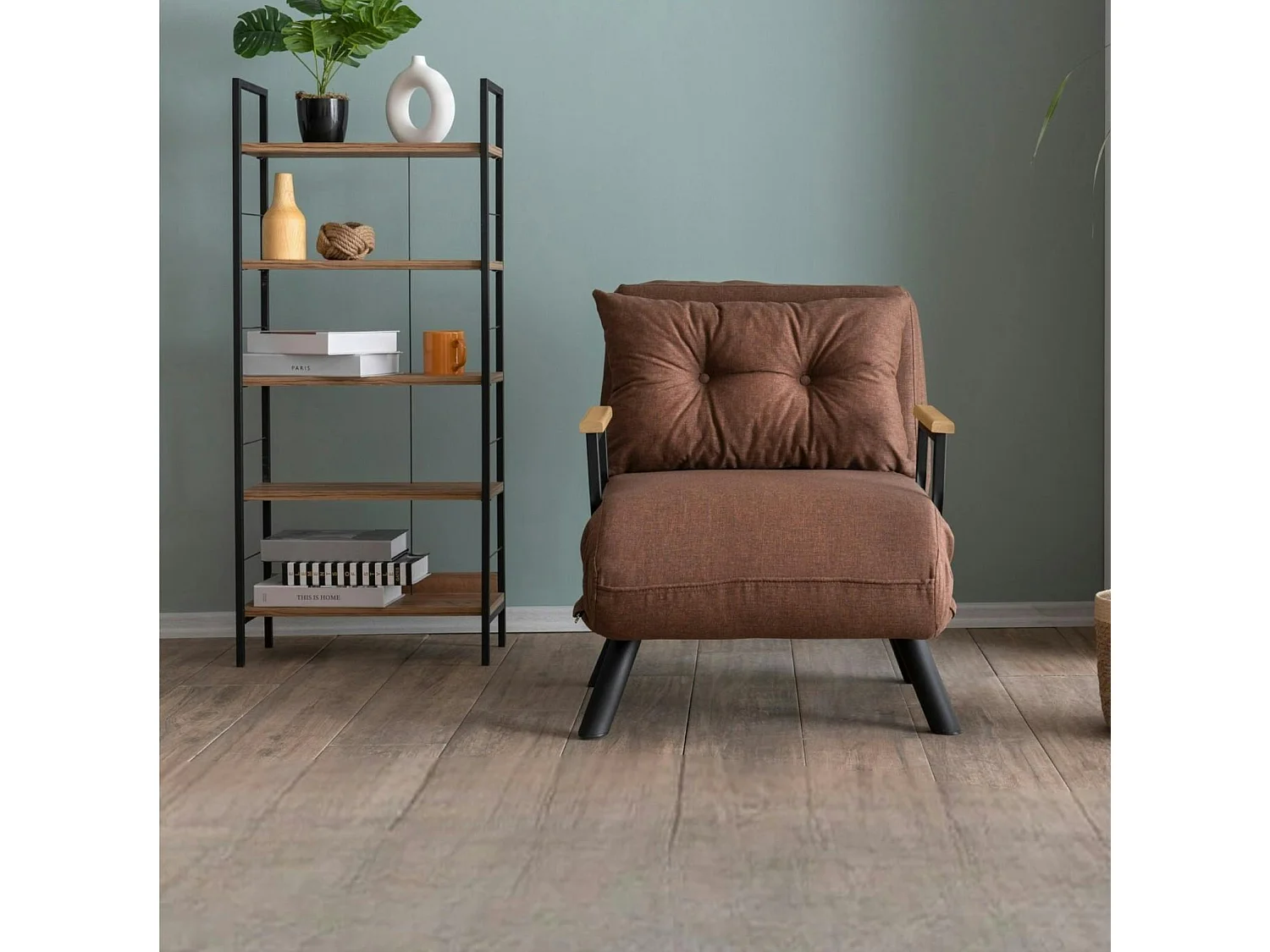 Fauteuil convertible marron 1 place couchage 175 cm MODI