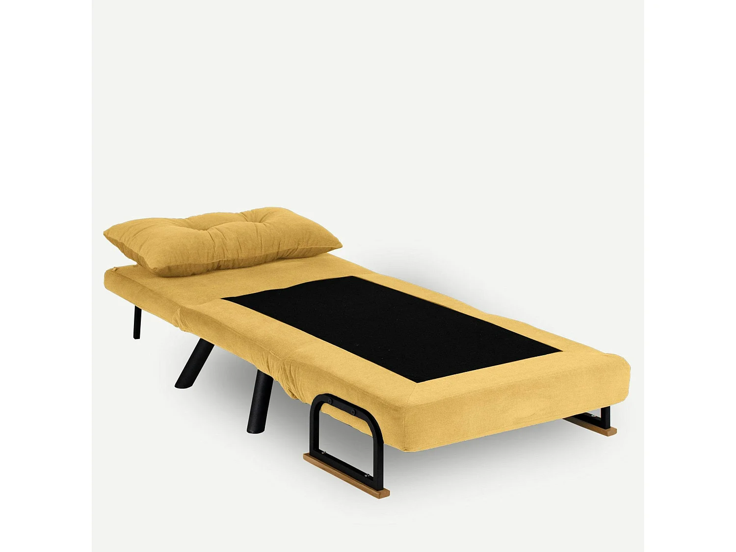 Fauteuil convertible moutarde - coussin assorti MODI