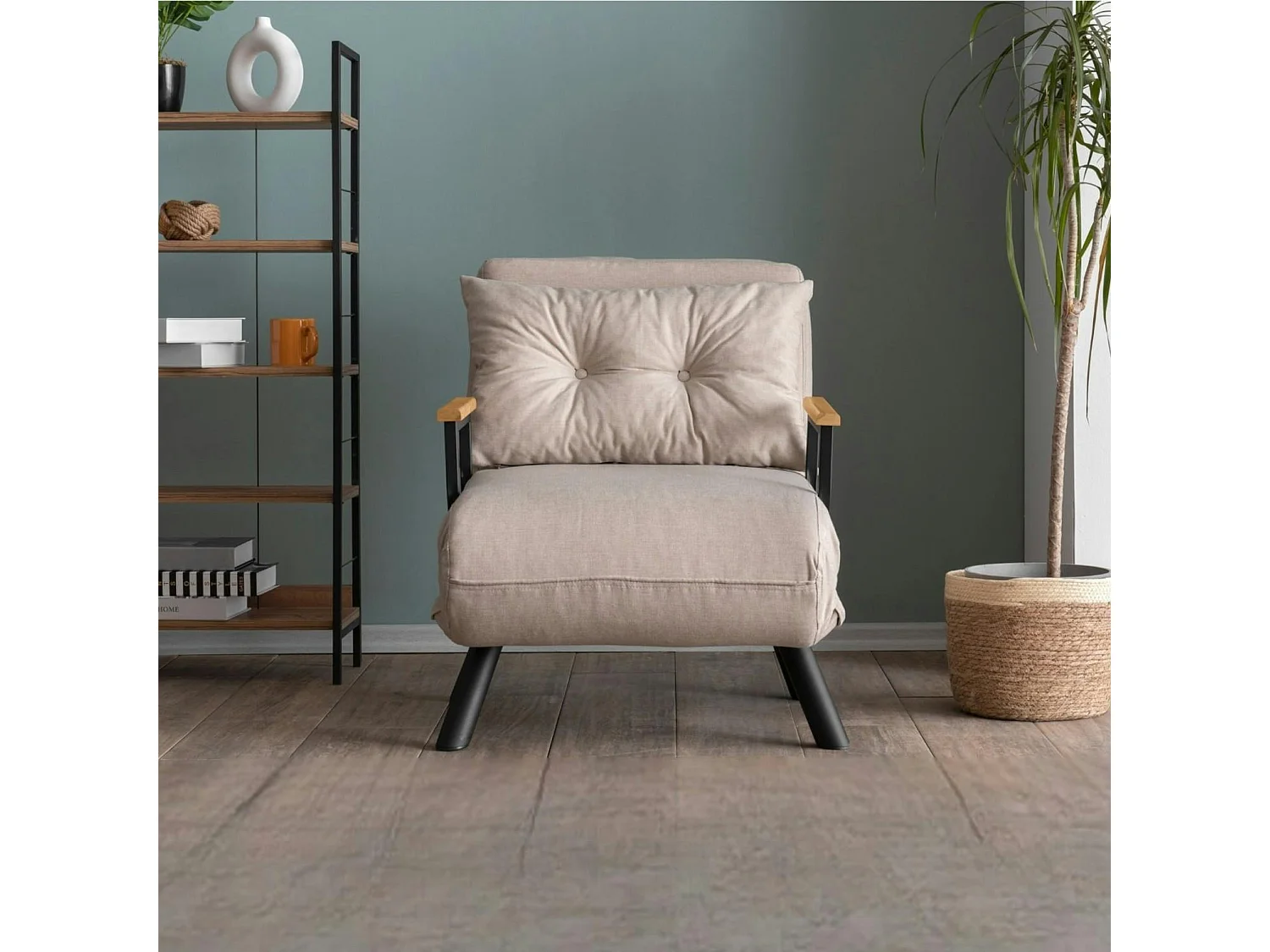 Fauteuil convertible écru 1 place couchage 175 cm MODI