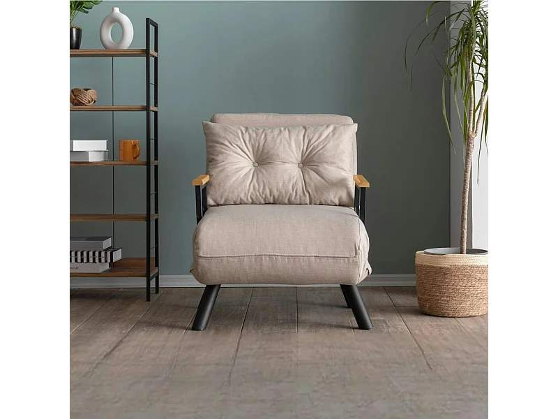 Fauteuil convertible écru 1 place couchage 175 cm MODI