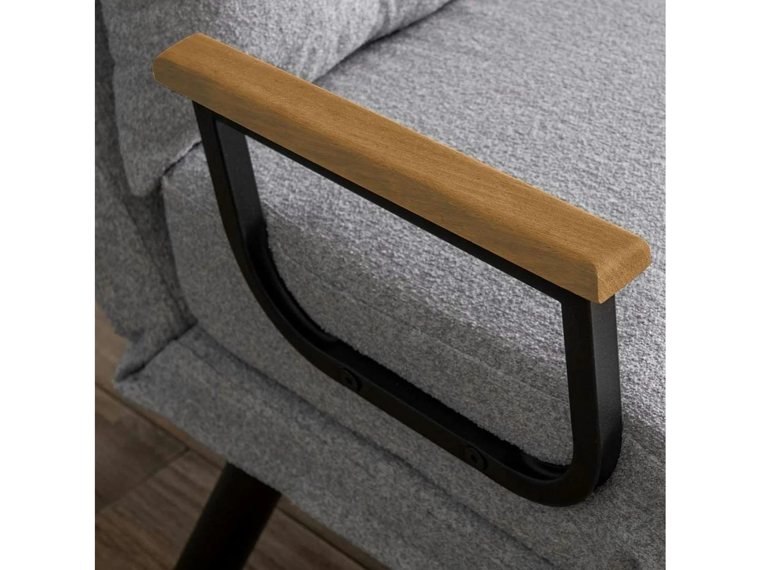 Fauteuil convertible gris clair bouclette 1 place 175 cm MODI