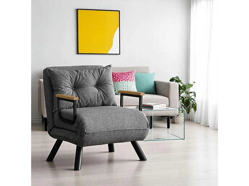 Fauteuil convertible gris clair - coussin assorti MODI