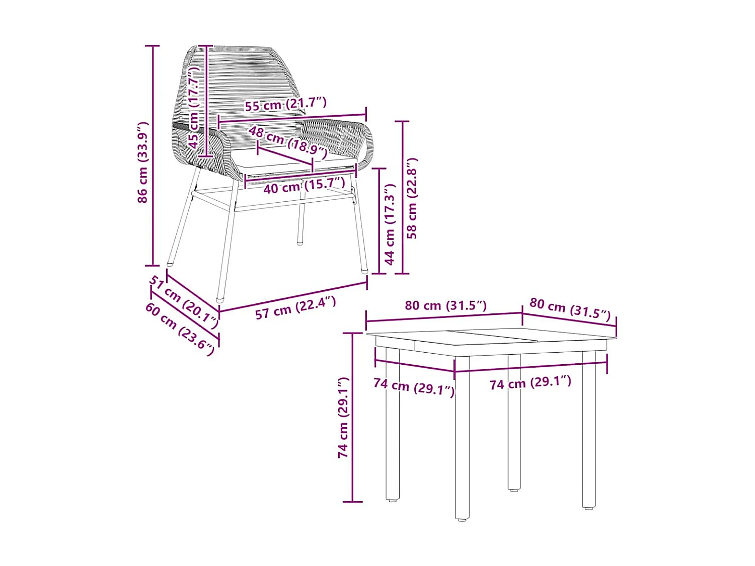Juego comedor jardín 5 piezas cojines ratán sintético vidrio gris