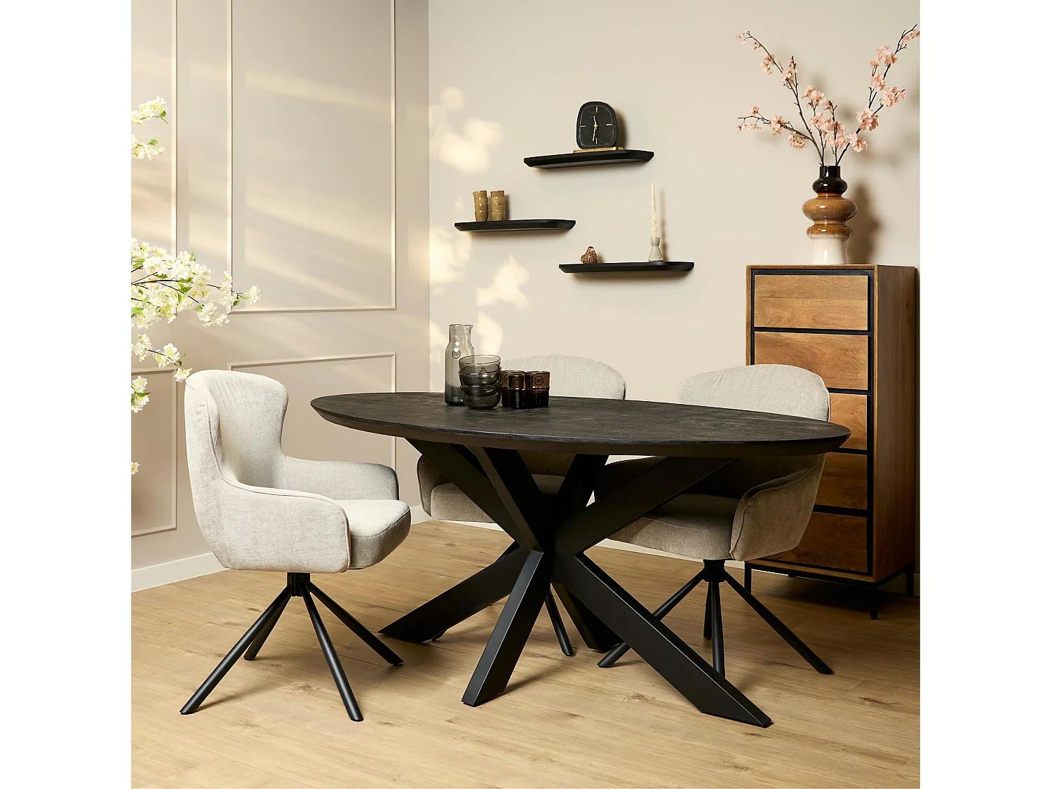Table ovale bois noir pied croisé 300 cm UDA