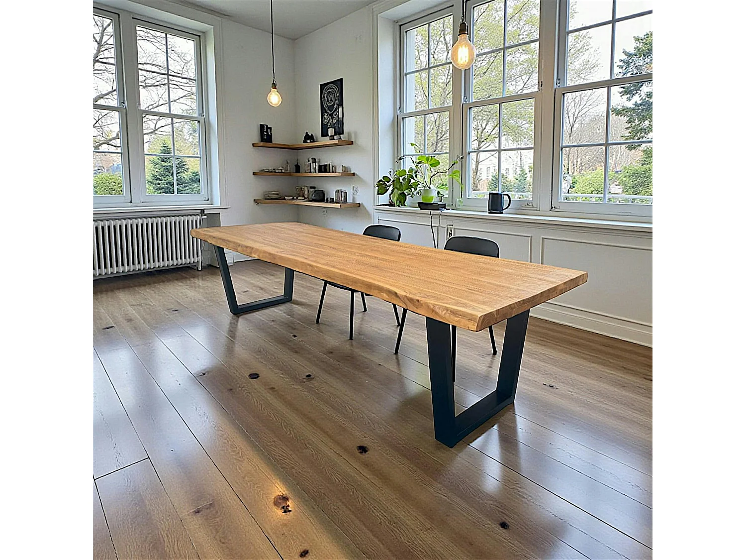 Table à manger bois de teck recyclé, pieds en U 300 cm TIMOR