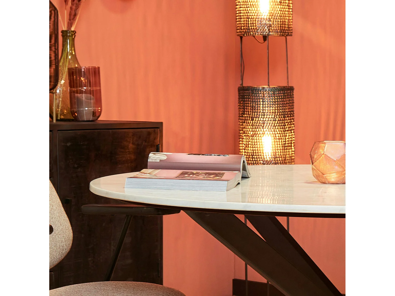 Table à manger ronde marbre blanc Ø130 cm DUOMO