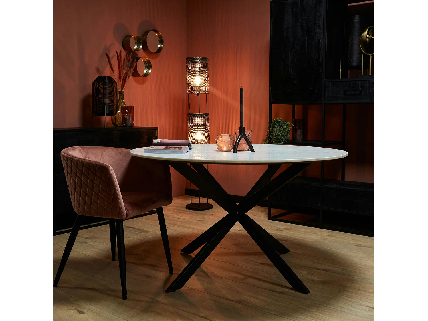 Table à manger ronde marbre blanc Ø130 cm DUOMO