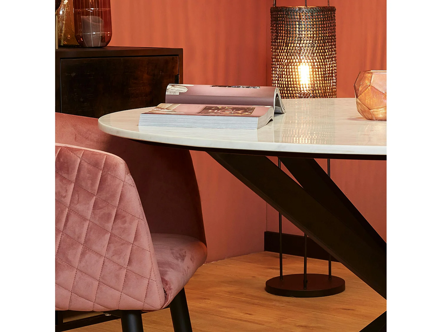 Table à manger ronde marbre blanc Ø130 cm DUOMO