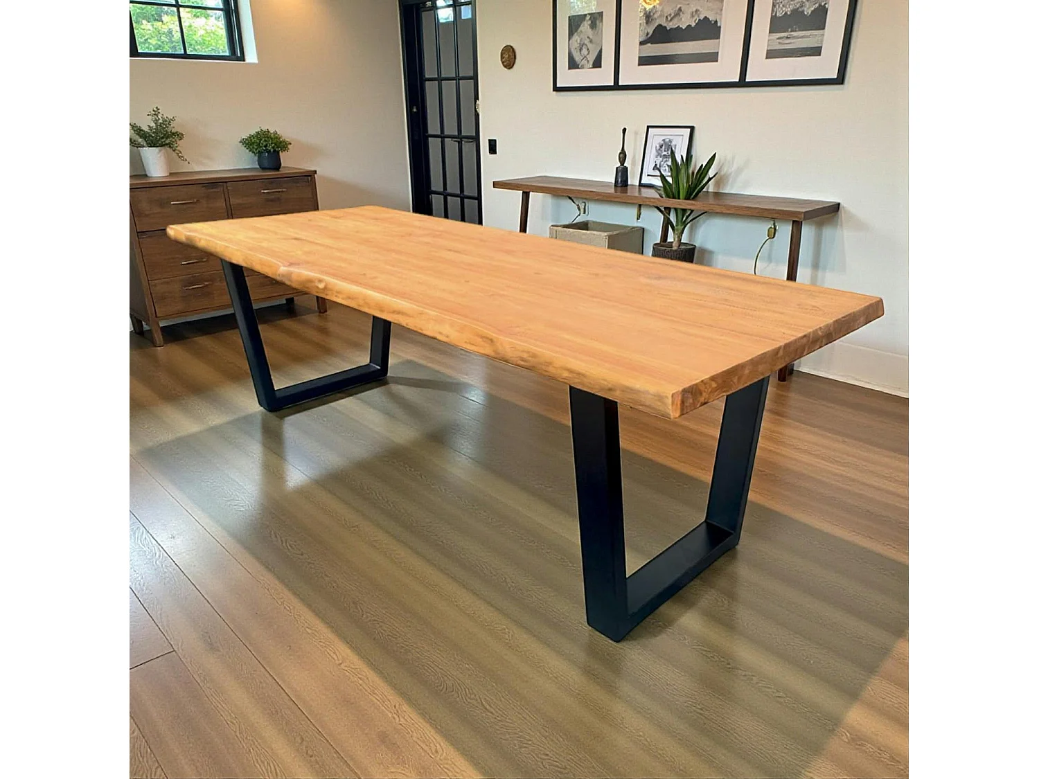 Table à manger bois de teck recyclé, pieds en U 240 cm TIMOR