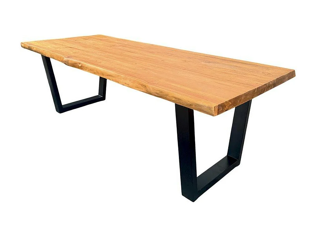 Table à manger bois de teck recyclé, pieds en U 240 cm TIMOR