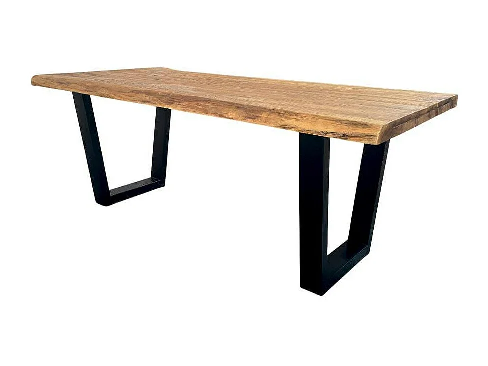 Table à manger bois de teck recyclé, pieds en U 200 cm TIMOR
