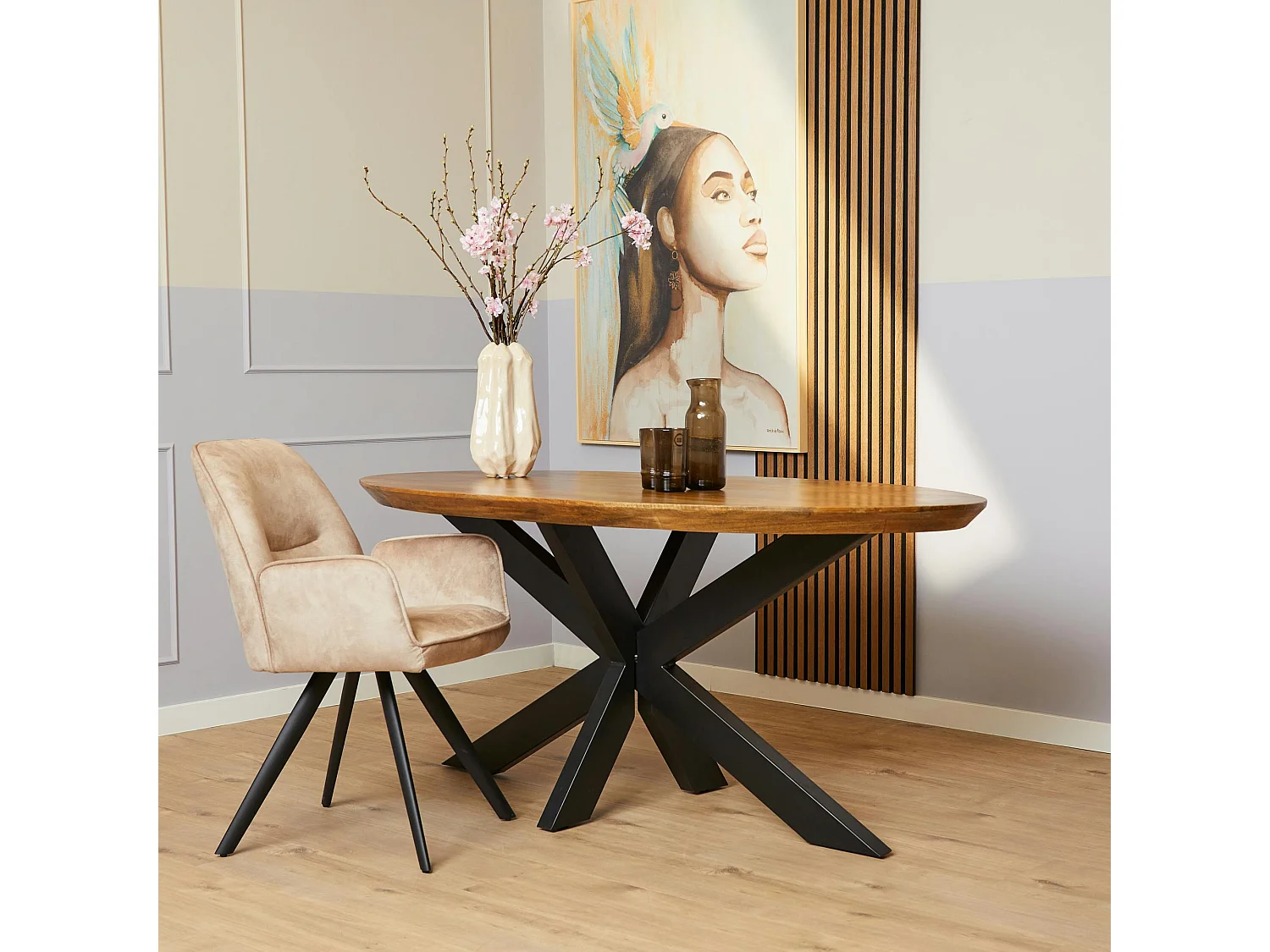 Table ovale en bois pied croisé 300 cm UDA