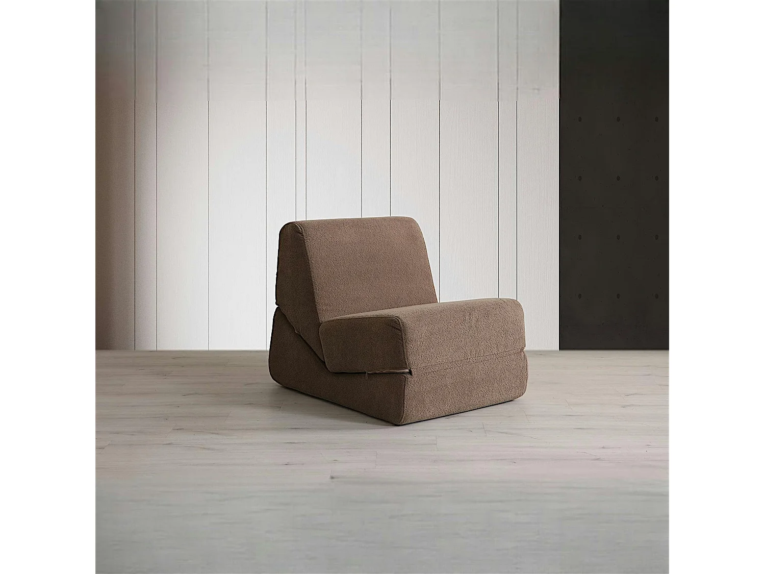 Chauffeuse convertible marron bouclette, lit d'appoint SAPPO