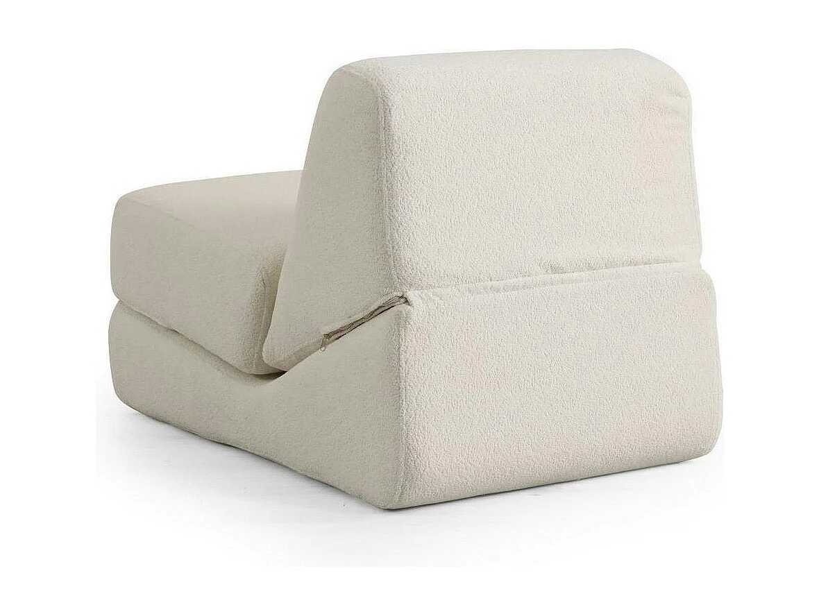 Chauffeuse convertible blanche bouclette, lit d'appoint SAPPO