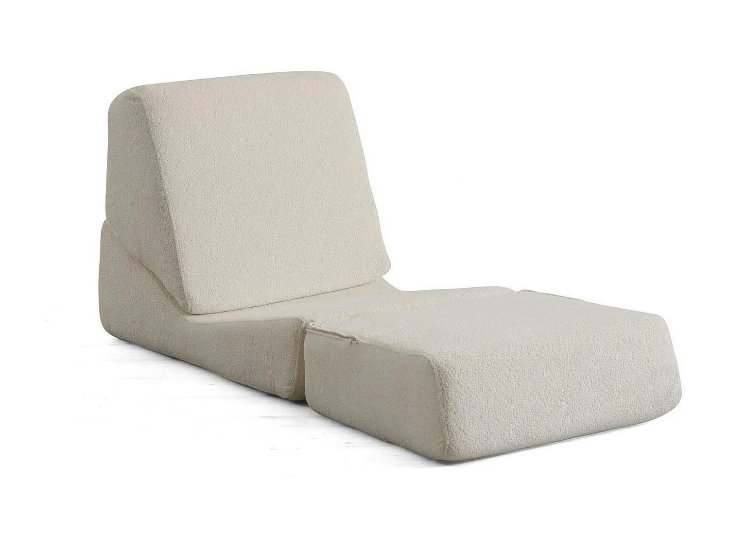 Chauffeuse convertible blanche bouclette, lit d'appoint SAPPO