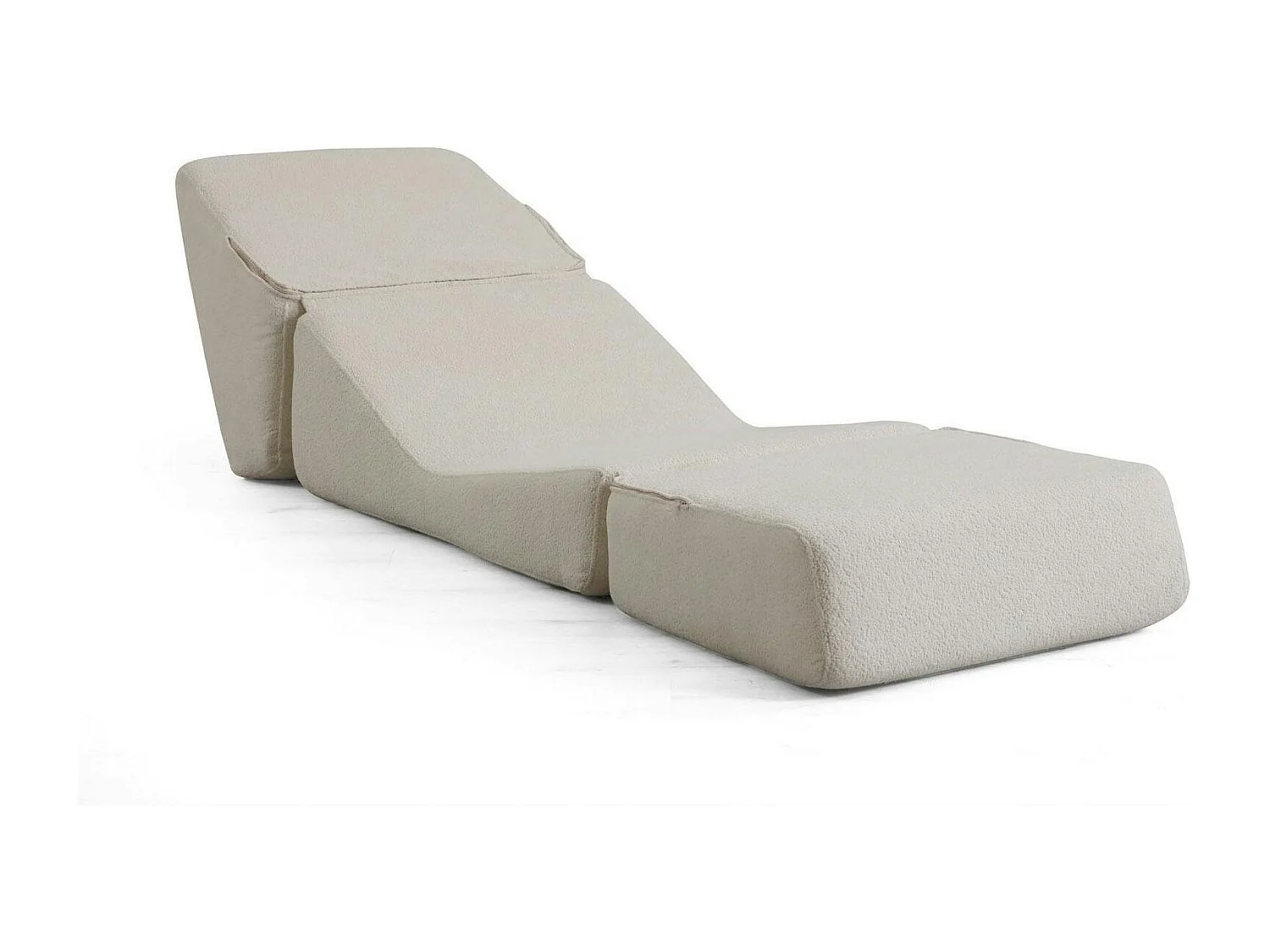 Chauffeuse convertible blanche bouclette, lit d'appoint SAPPO