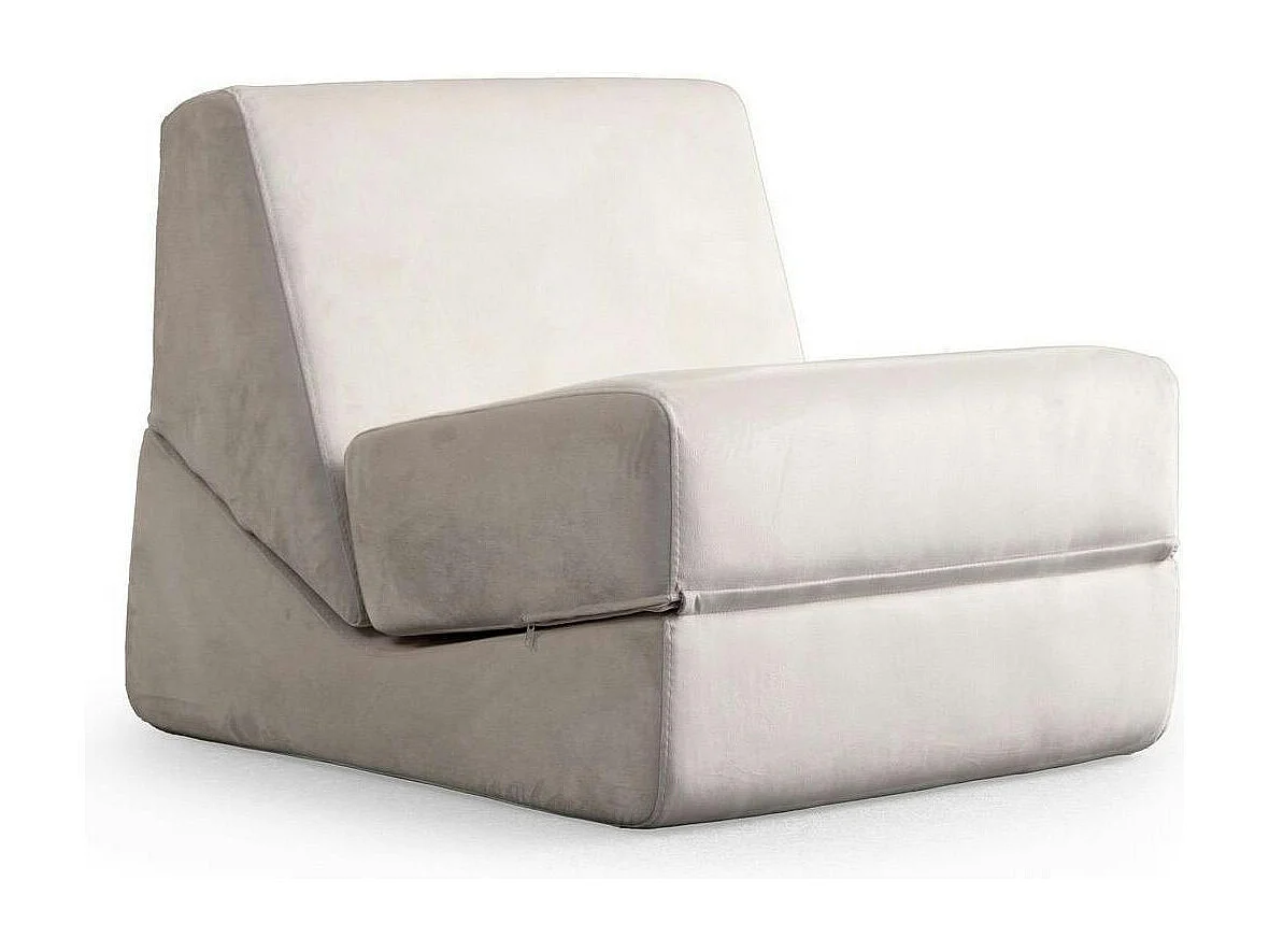 Chauffeuse convertible gris clair velours, lit d'appoint SAPPO