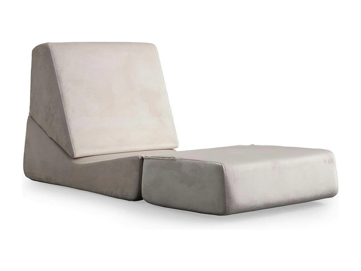 Chauffeuse convertible gris clair velours, lit d'appoint SAPPO