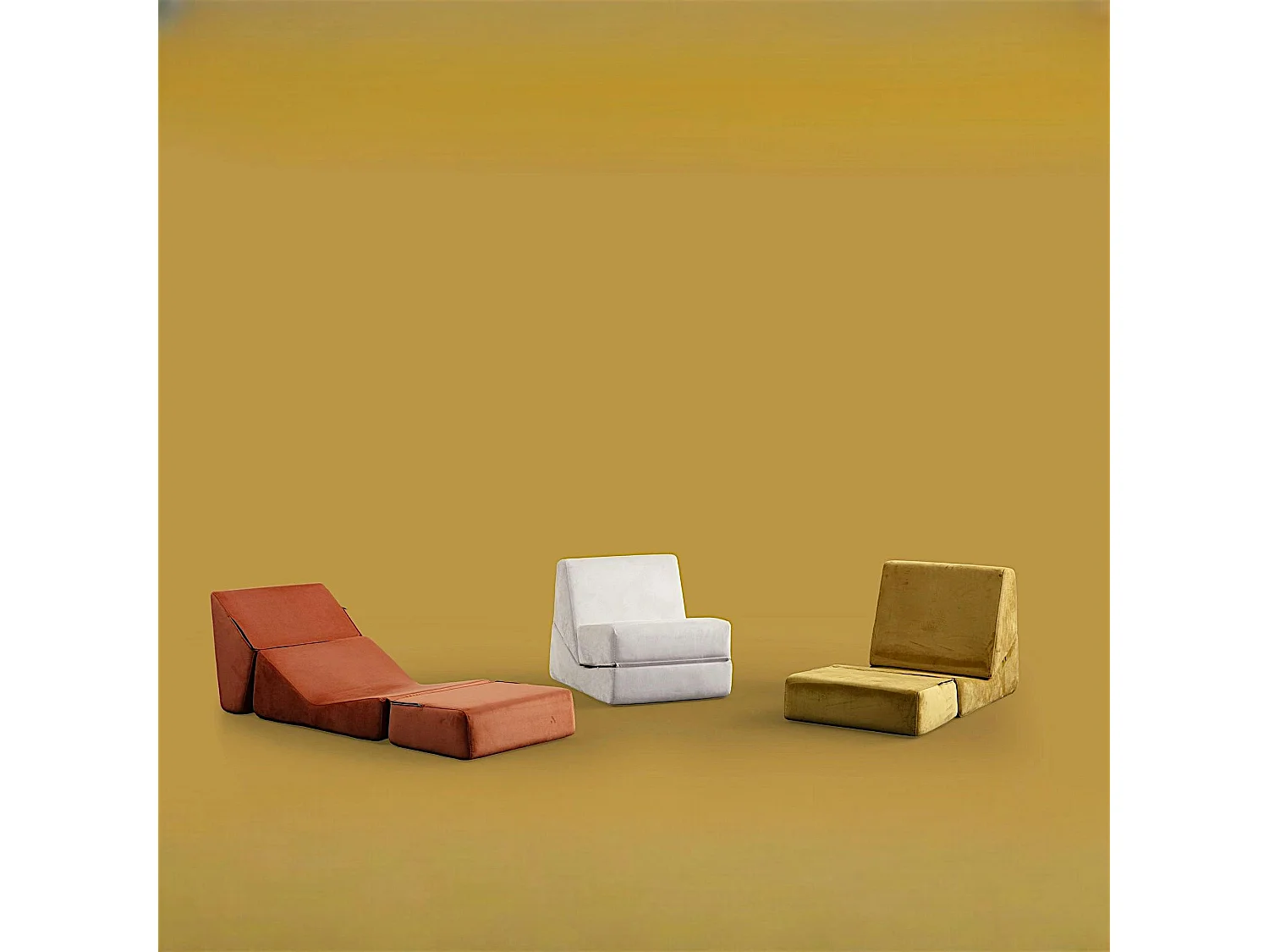 Chauffeuse convertible gris clair velours, lit d'appoint SAPPO