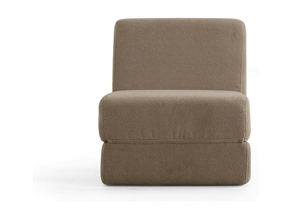 Chauffeuse convertible taupe bouclette, lit d'appoint SAPPO