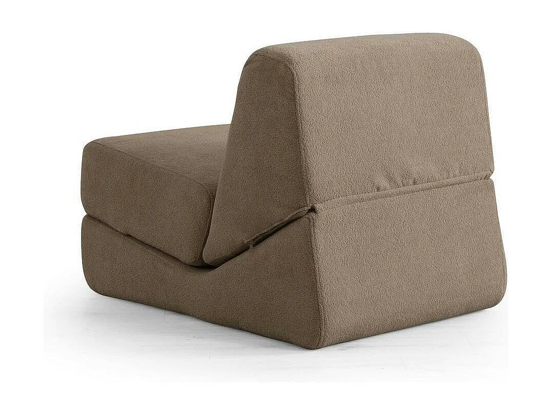 Chauffeuse convertible taupe bouclette, lit d'appoint SAPPO