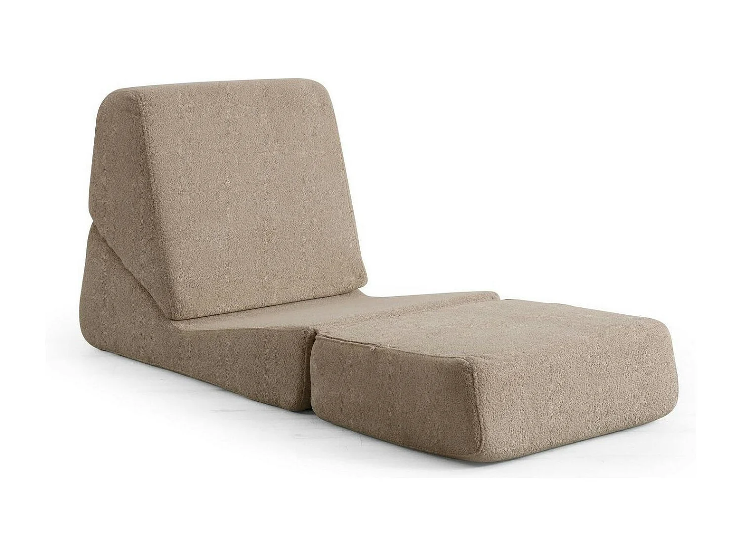 Chauffeuse convertible taupe bouclette, lit d'appoint SAPPO