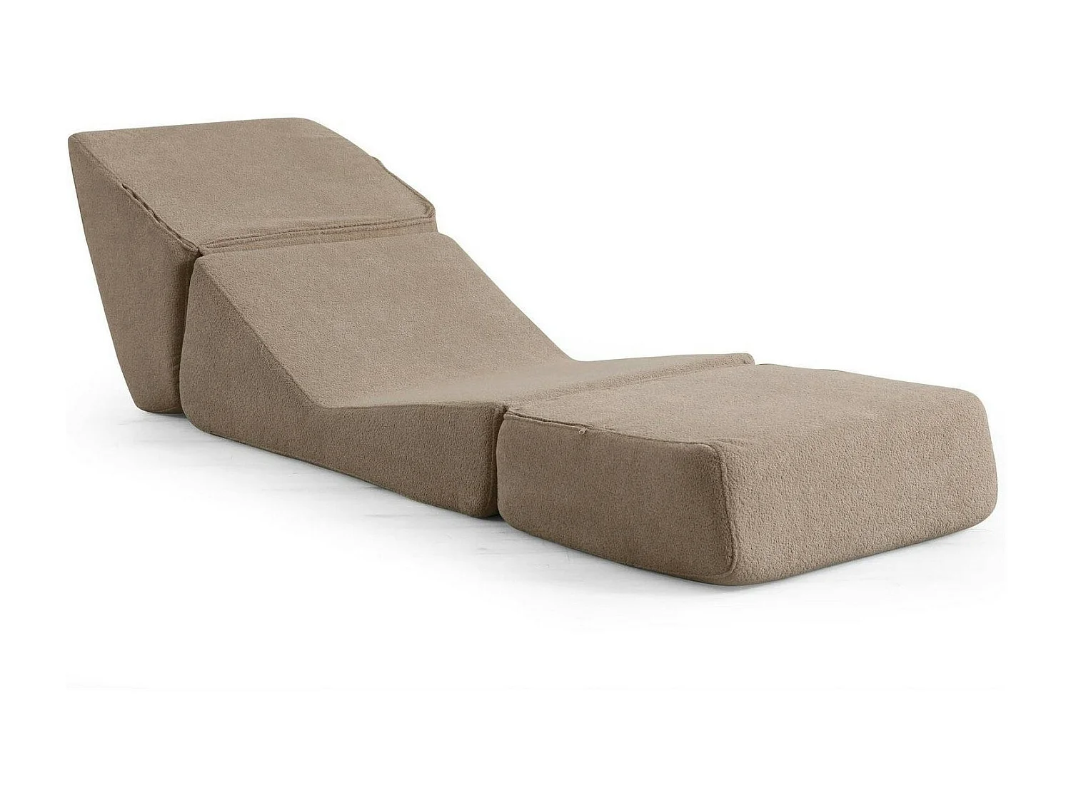 Chauffeuse convertible taupe bouclette, lit d'appoint SAPPO