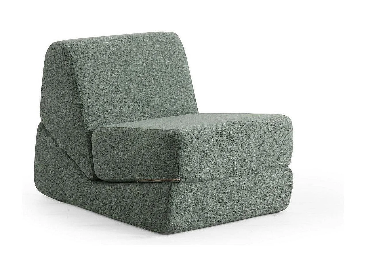 Chauffeuse convertible verte bouclette, lit d'appoint SAPPO