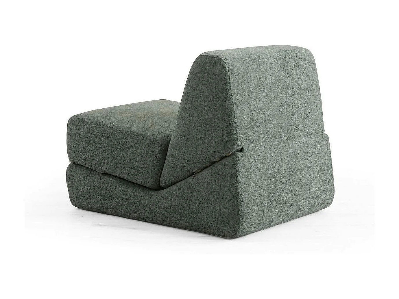 Chauffeuse convertible verte bouclette, lit d'appoint SAPPO