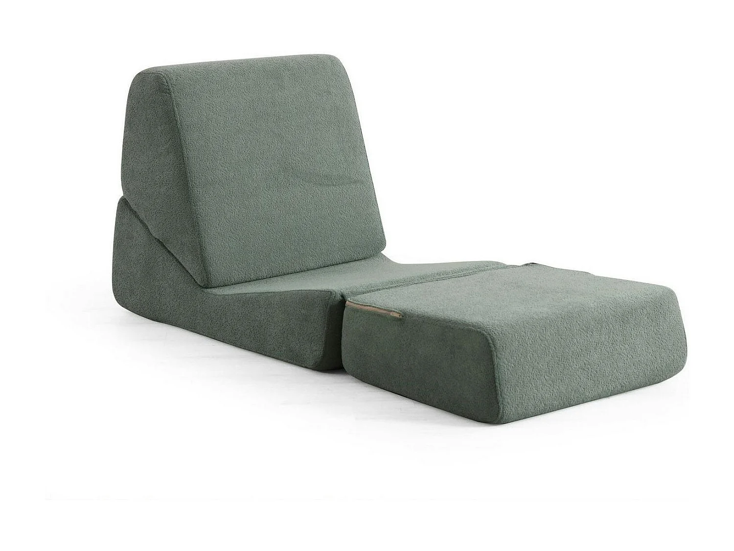 Chauffeuse convertible verte bouclette, lit d'appoint SAPPO