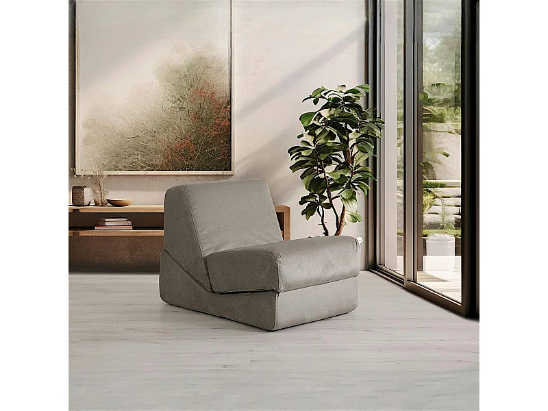 Chauffeuse convertible gris velours, lit d'appoint SAPPO