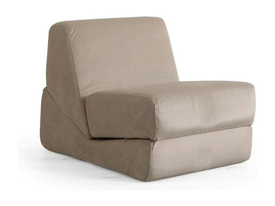 Chauffeuse convertible beige velours, lit d'appoint SAPPO
