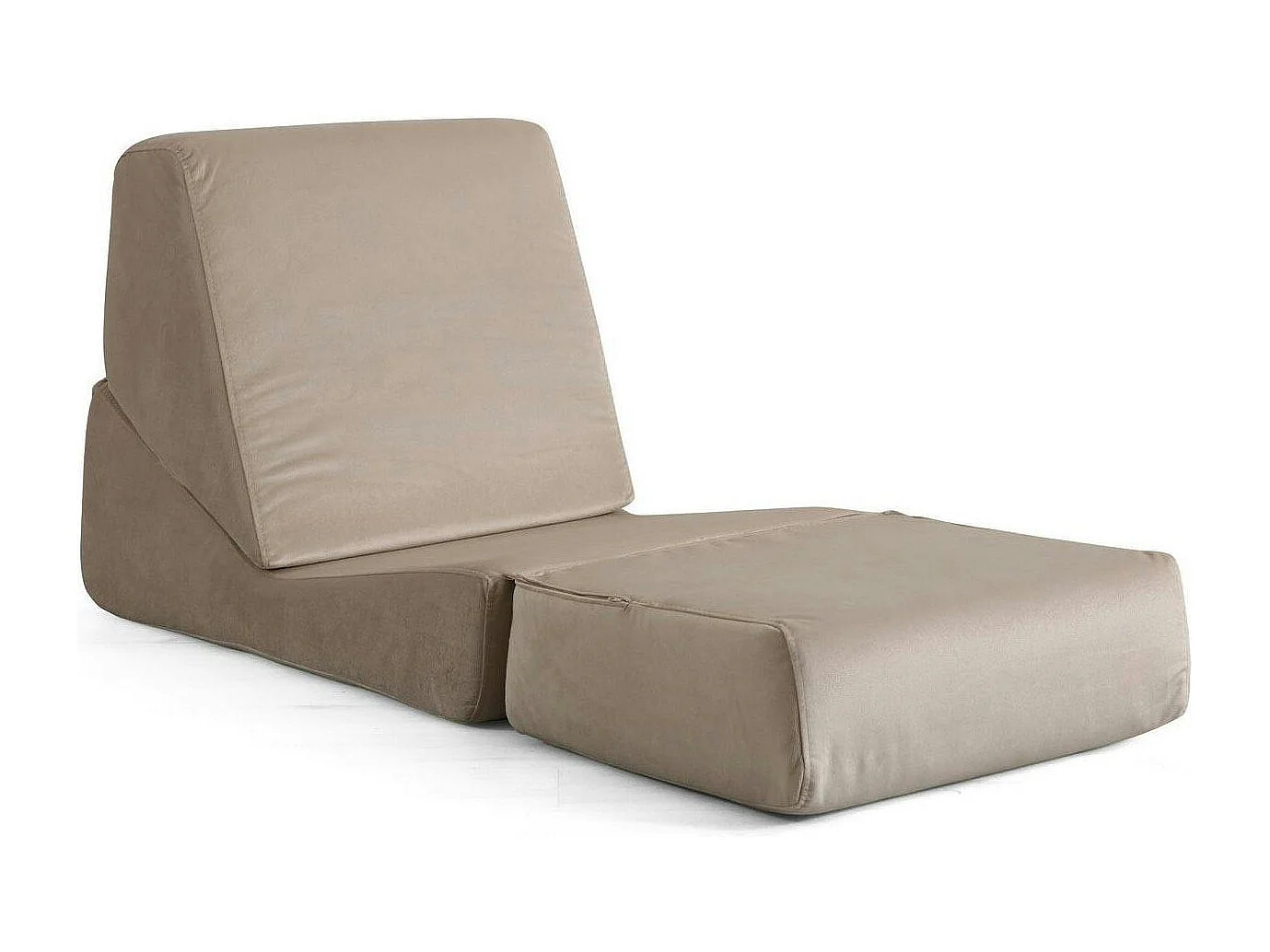 Chauffeuse convertible beige velours, lit d'appoint SAPPO