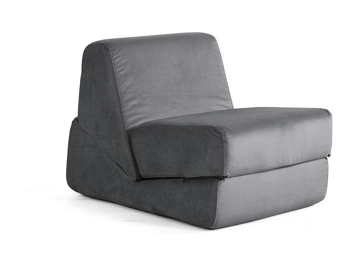 Chauffeuse convertible gris orage velours, lit d'appoint SAPPO