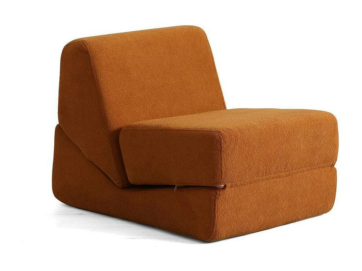 Chauffeuse convertible rouille bouclette, lit d'appoint SAPPO