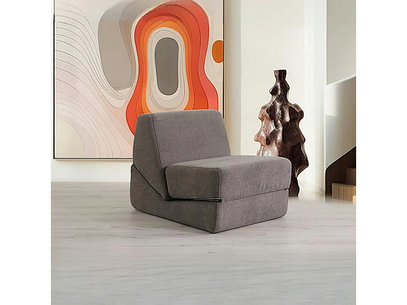 Chauffeuse convertible gris foncé en bouclette SAPPO