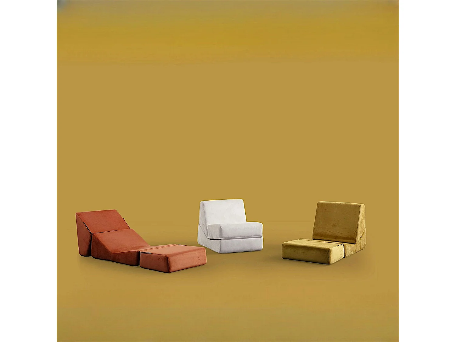 Chauffeuse convertible moutarde velours, lit d'appoint SAPPO