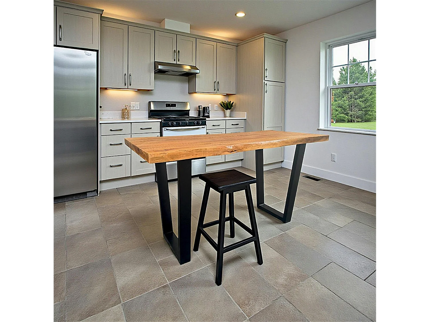 Table haute en bois de teck recyclé 190 cm TIMOR