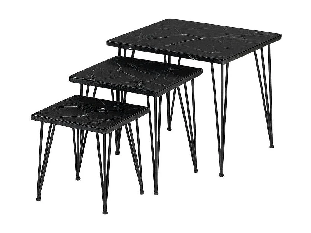 Table salon gigogne marbre noir (lot de 3) DUOMO