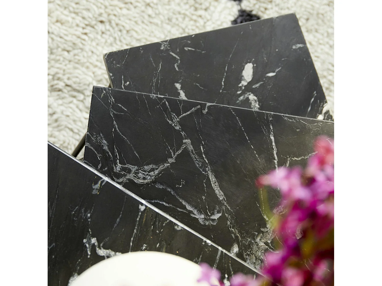 Table salon gigogne marbre noir (lot de 3) DUOMO