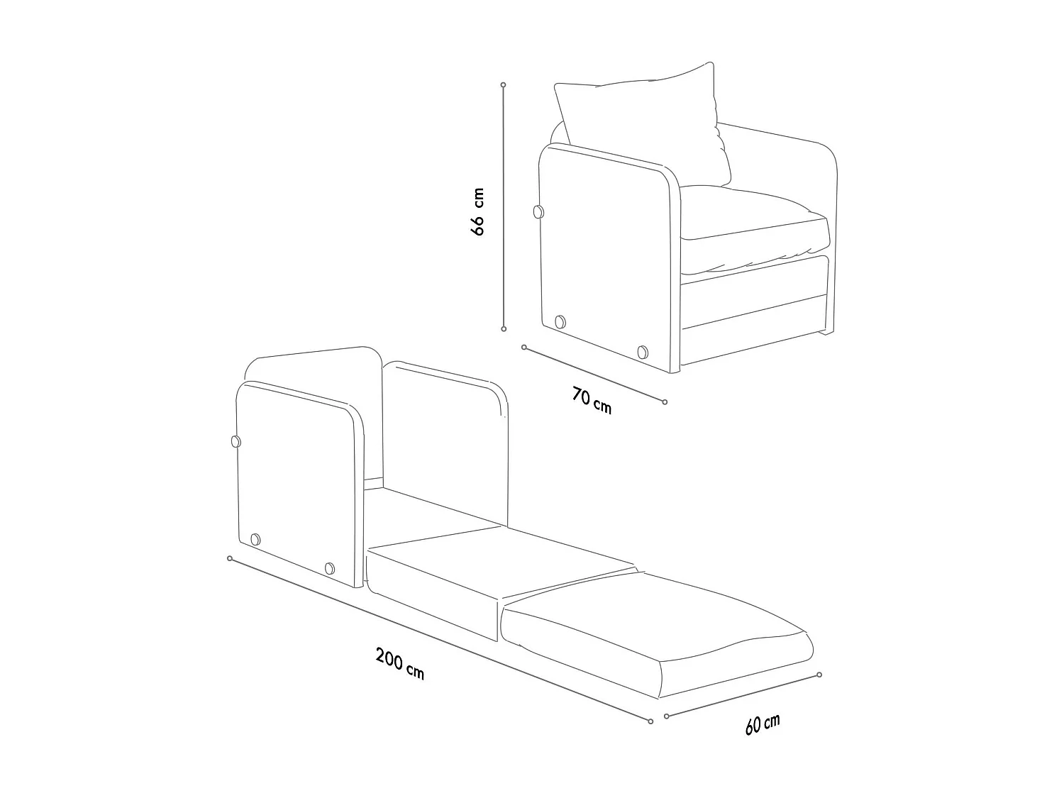 Fauteuil convertible écru 1 place couchage 200 cm ORURO