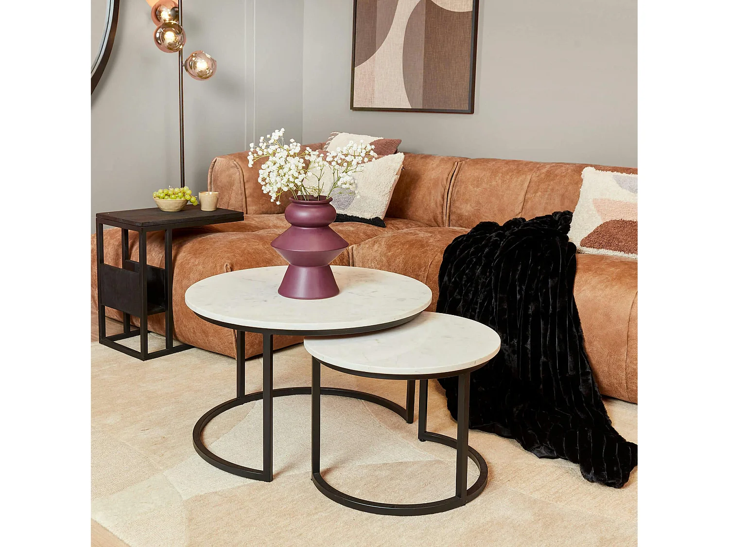 Table gigogne en marbre blanc (lot de 2) DUOMO