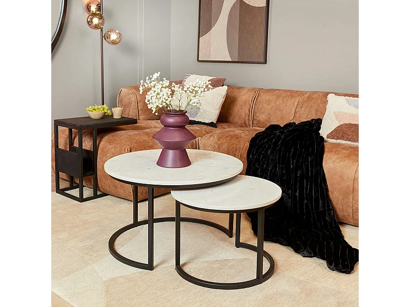 Table gigogne en marbre blanc (lot de 2) DUOMO