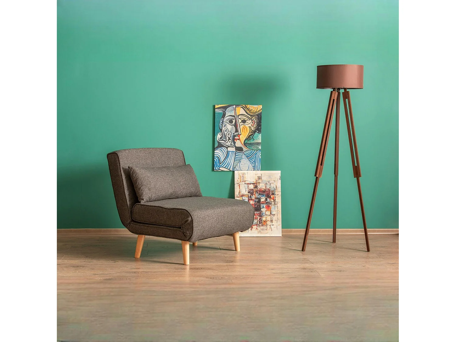 Fauteuil convertible gris chiné, couchage 180 cm COPALA