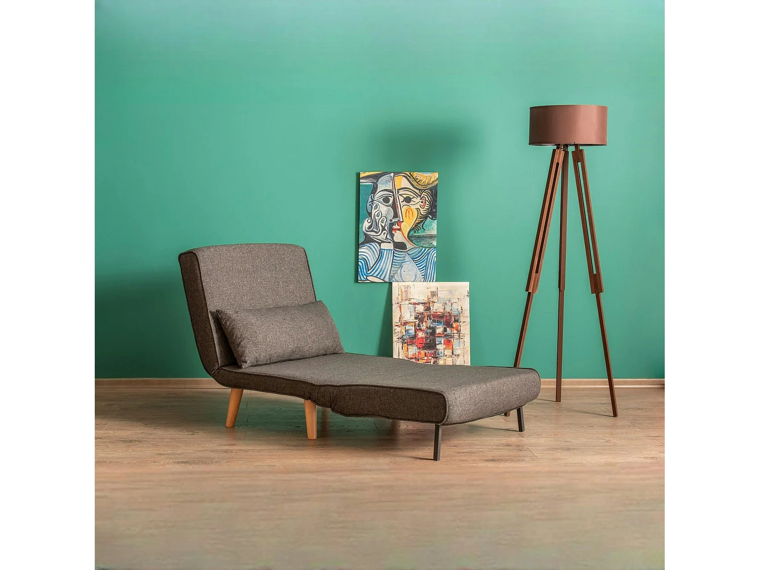 Fauteuil convertible gris chiné, couchage 180 cm COPALA