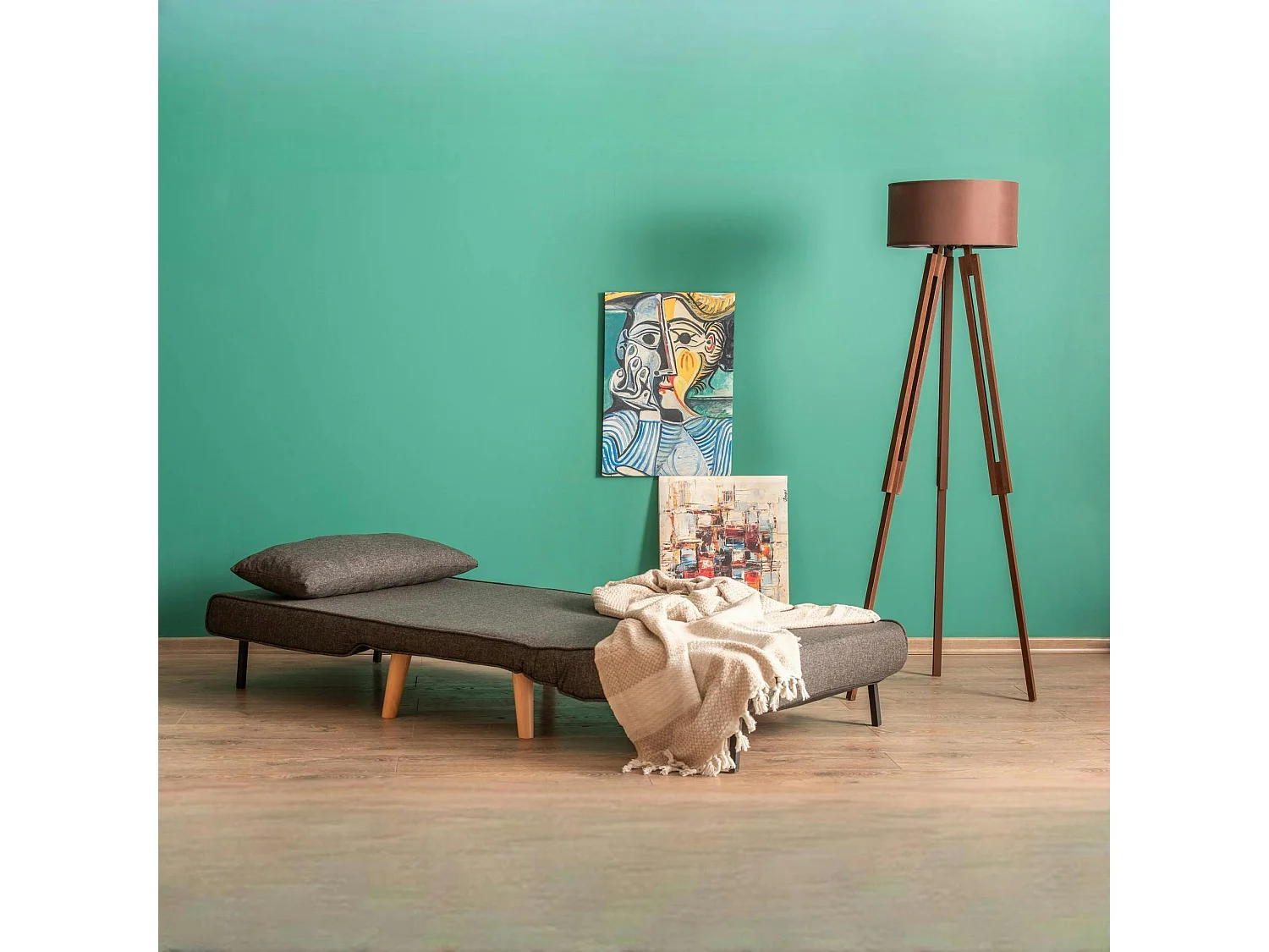 Fauteuil convertible gris chiné, couchage 180 cm COPALA